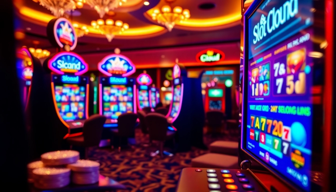 Players spinning popular Slot Cloud slots amidst a lively casino atmosphere.