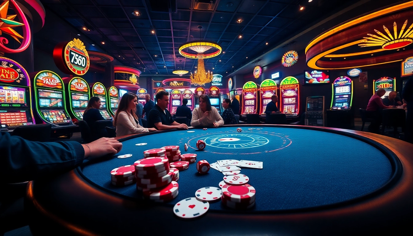 Experience the thrill of gambling at f168.run, showcasing a lively casino scene with poker chips and cards in action.
