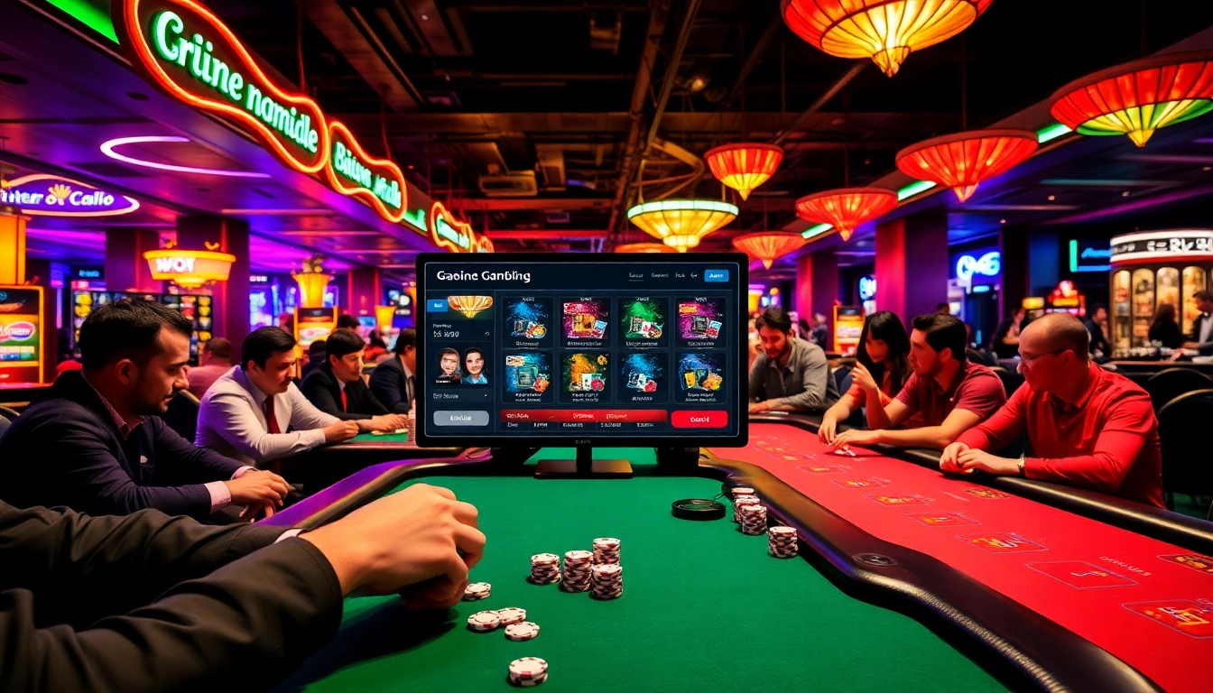 Immerse in the thrilling experience of rr88 đăng nhập with poker tables bustling with excitement and vibrant casino lights.