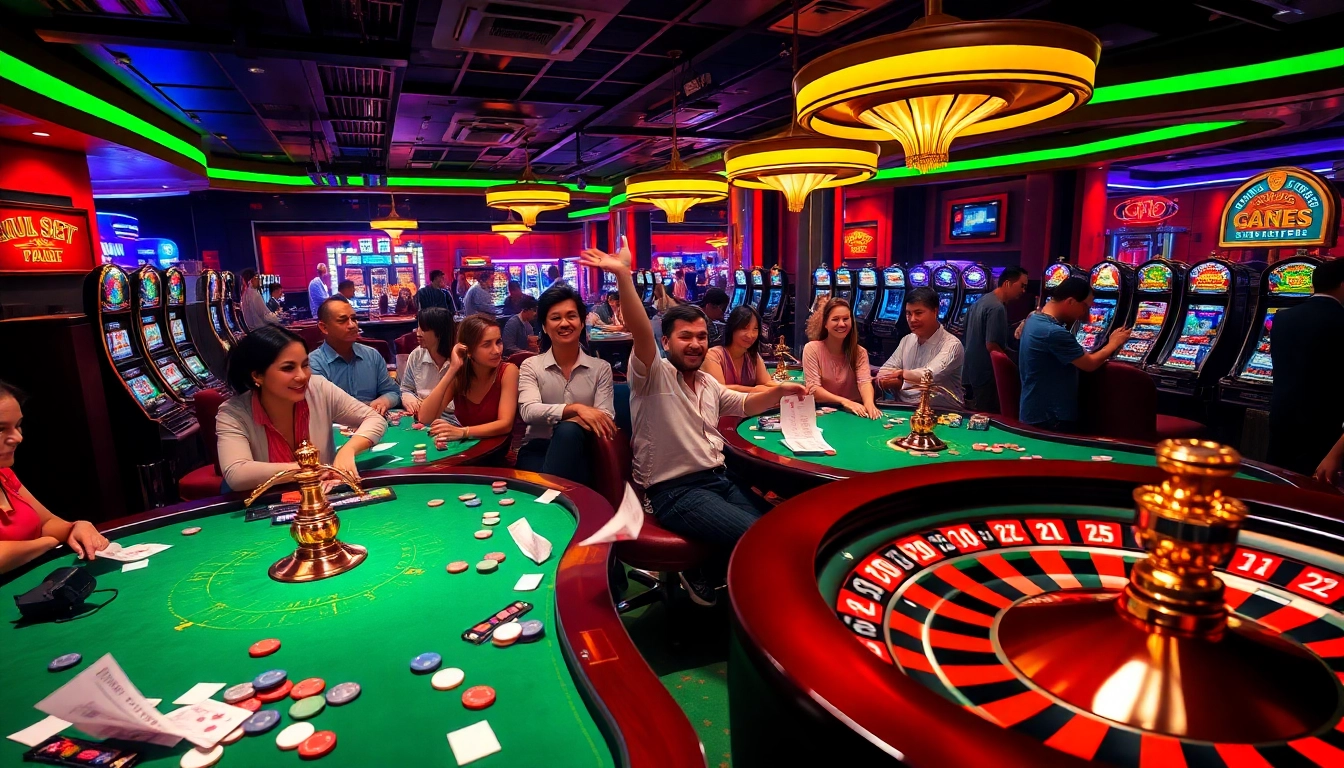 Players experience the thrill of ku bet at an exciting casino atmosphere with roulette and poker games.