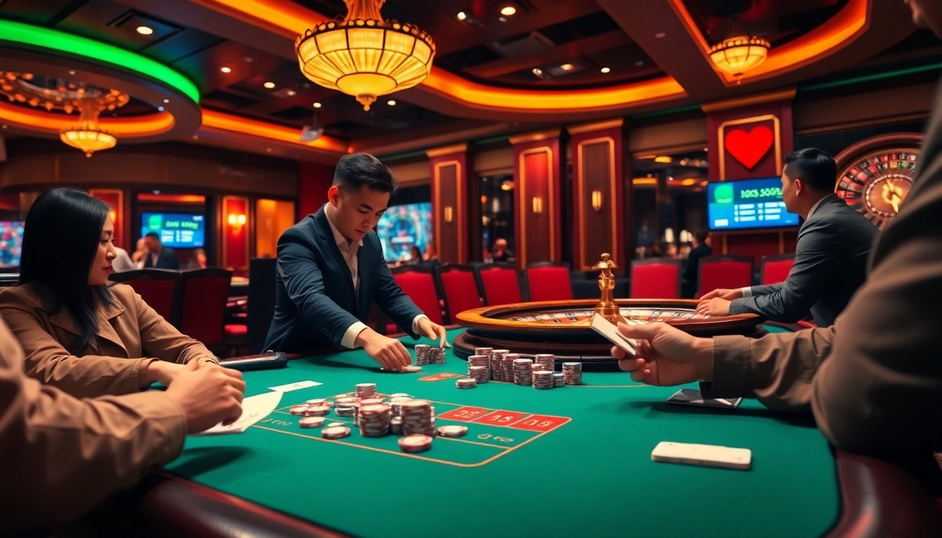 Discover the thrill of gambling with J88 đăng nhập, where players engage at a luxurious poker table.
