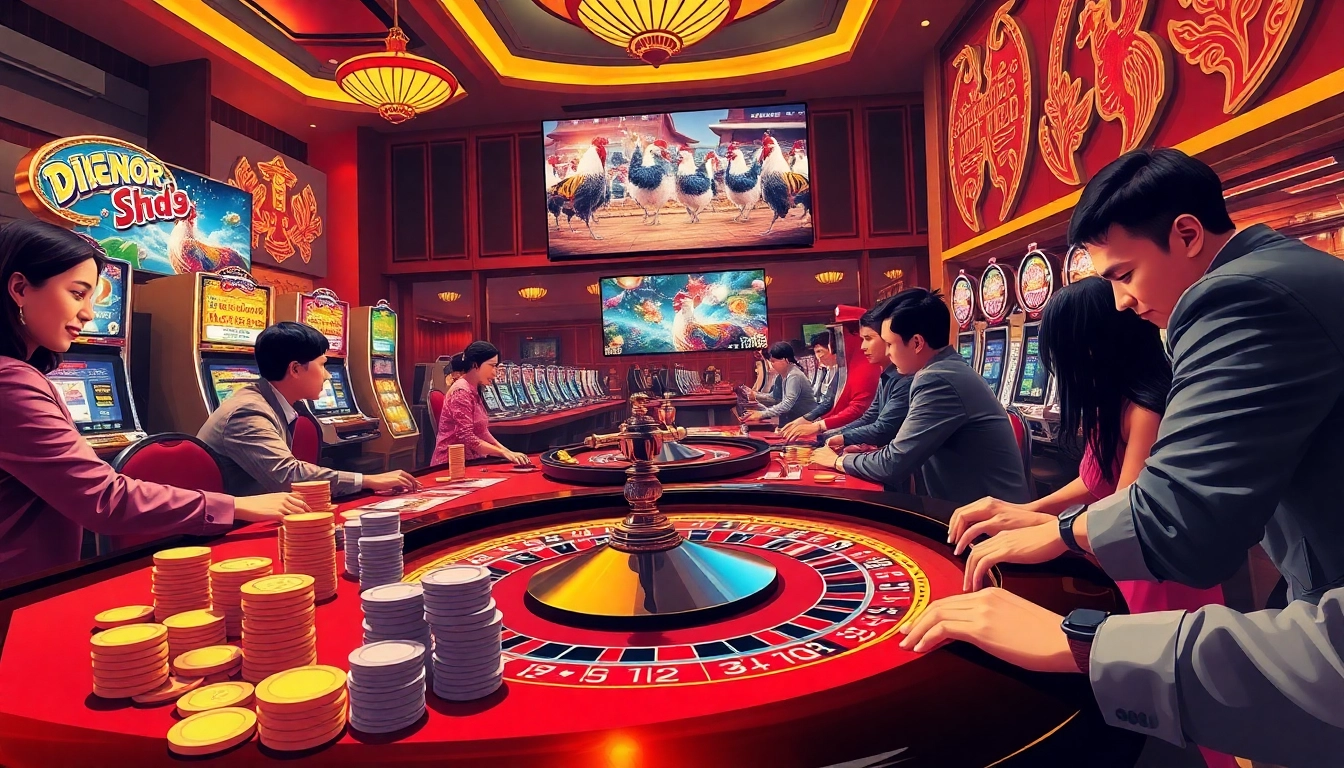 Experience xem đá gà thomo with thrilling cockfighting action at vibrant casino gambling tables.
