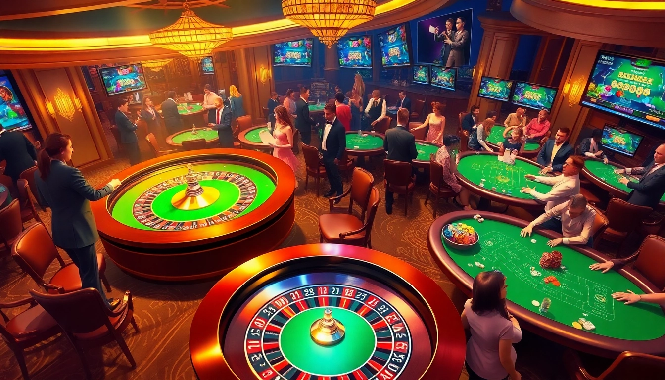 Experience the excitement at trang chủ WW88 with poker chips and tables in a glamorous casino setting.